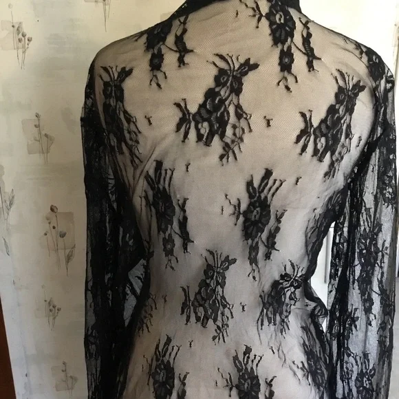 2/$20 Black Lace Sheer Long Robe. NWOT - Picture 3 of 9